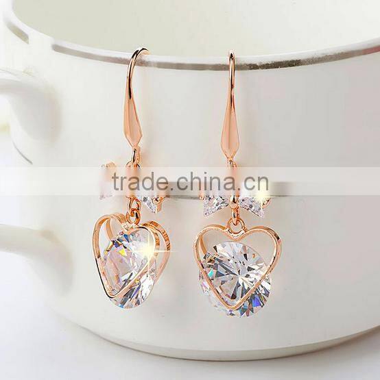 Fashion new model fancy gold earring,heart pendant earrings for girls