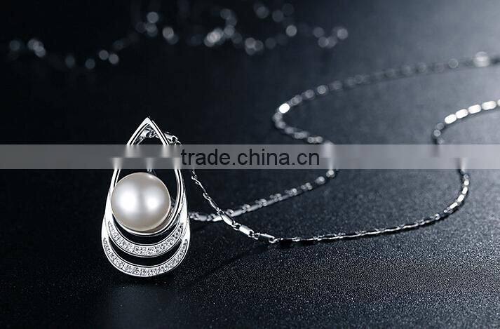Luxury 18K White Gold Plated Pearl Necklace Women Jewelry Wholesale