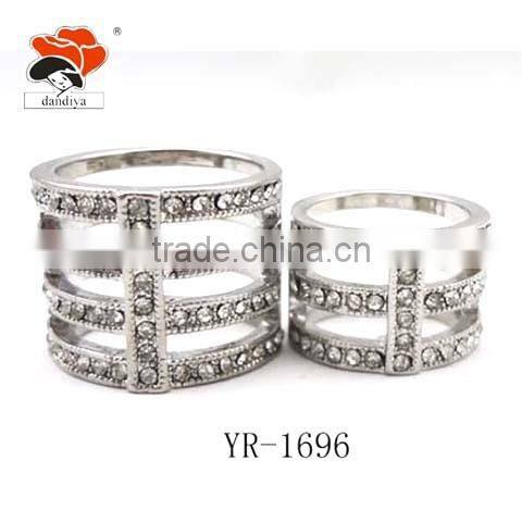wedding bling multi layer pave crystal love couple ring jewelry wholesale