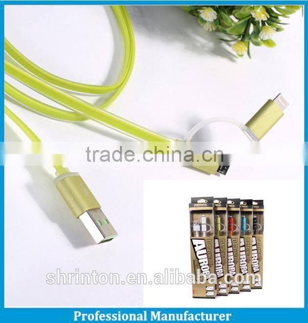 MFI Certified Factory Customized Logo Light Double Speed Fast Charge 5 Pin Light LED Micro USB Cable