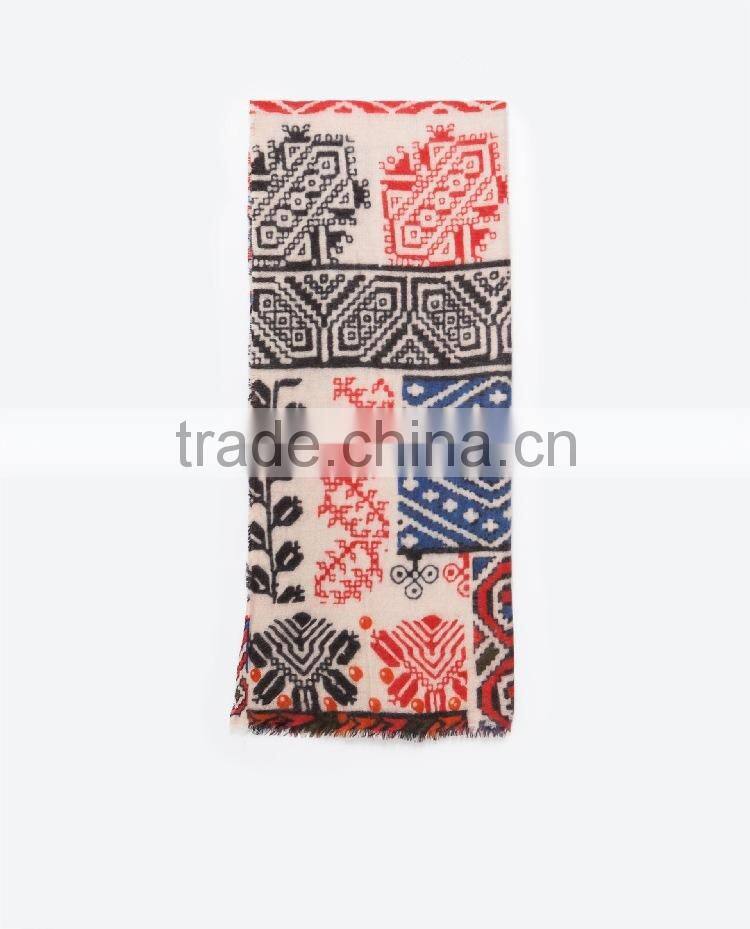 Best Selling Winter Warm Soft Colorful Printed Wool Square Scarf