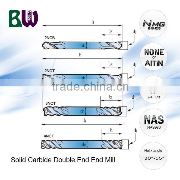 Solid Carbide Double End End Mill Cutter For CNC Milling Machine