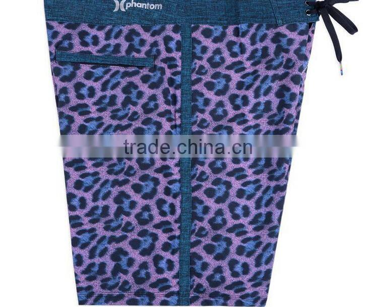Purple leopard funny board shorts