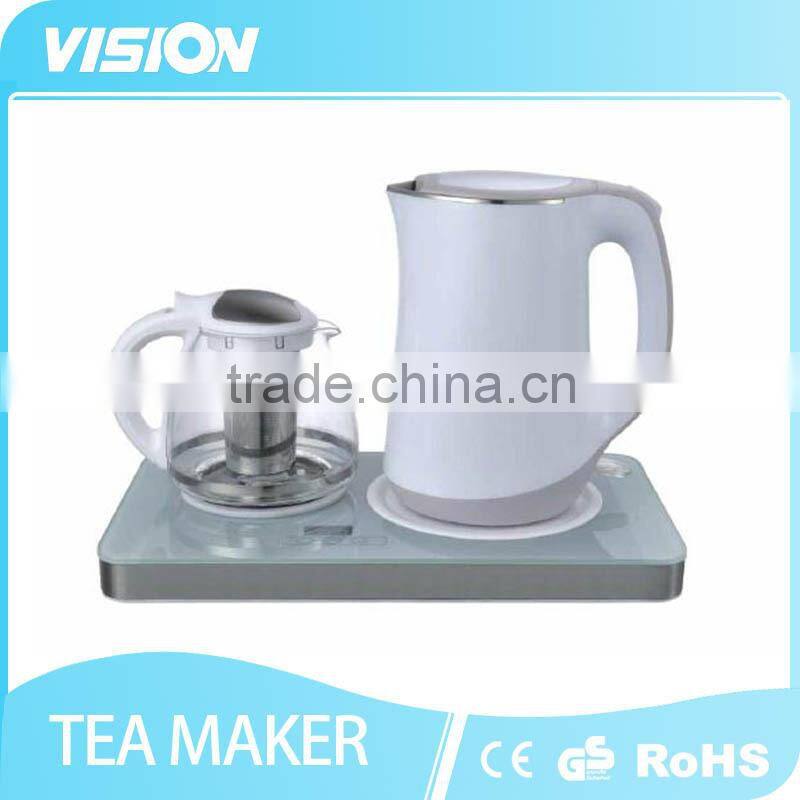 8993T-I1 Electric Tempered Glass Tea maker set with Double layer kettle