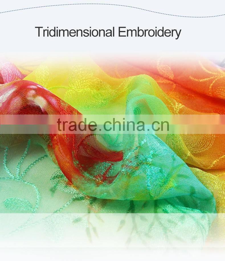 2016 hot sale Factory direct supply embroidered pure silk scarf women's silk scarf shawl scarves