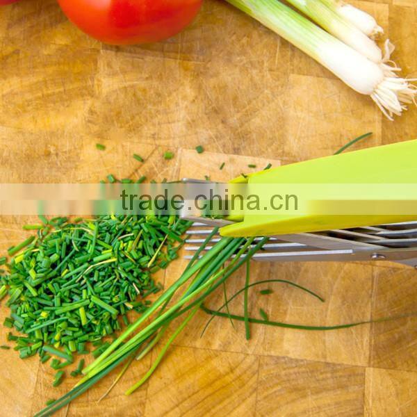 Stainless Steel 5 blades Herb Shears With Cleaning Comb Cover