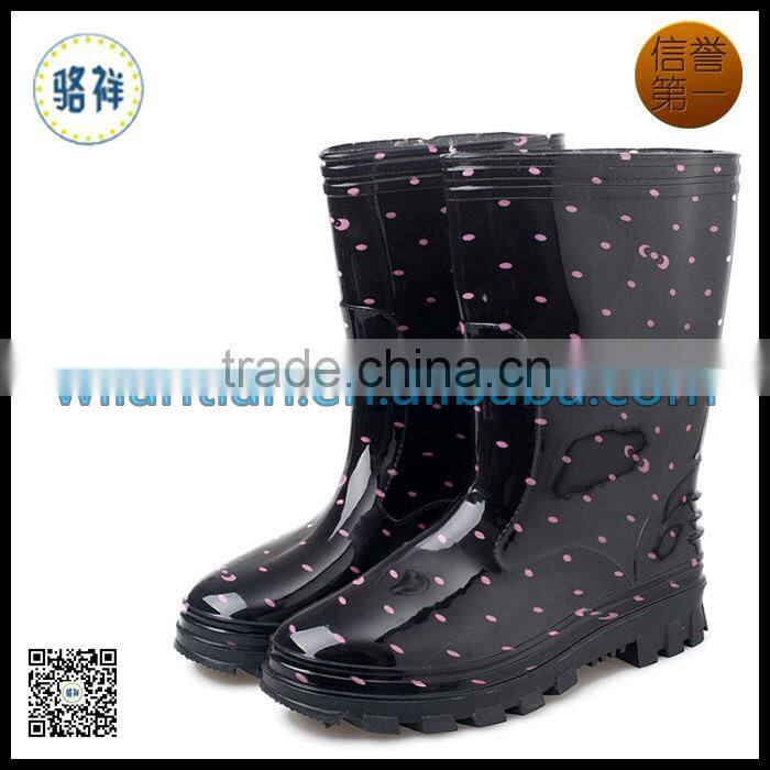 Printed color warm Fabric rain boots