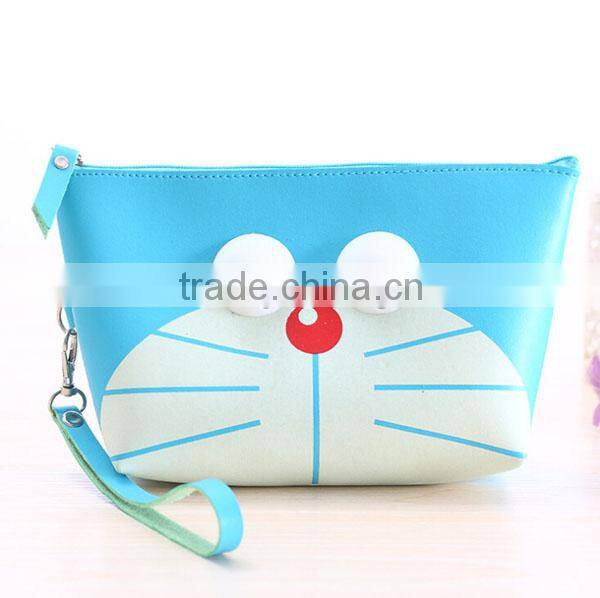 Manufacturer cute cartoon print pu cosmetic bag for ladies