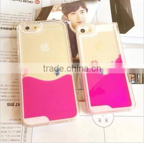 Swimming Floating Dolphin Fish Liquid Novelty Hard Phone Case For iPhone 6s 6 plus