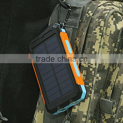Fashion outdoors waterproof solar panel external battery power banks for cell phone