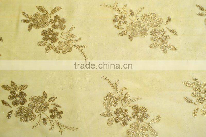 Polyester Tulle Metallic Printed Fabric for Decoration and Dress DSN 351