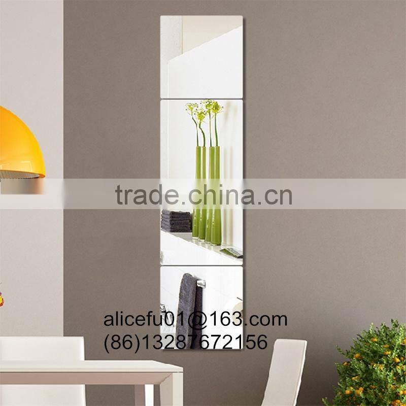 square frameless spell mirror with beveled edge, decorative wall mounted bathroom mirror
