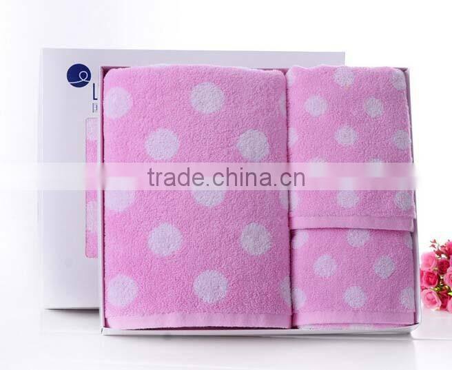 Lovely Dot Fabric Cotton Bath Towels Towel Set