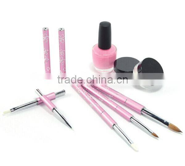 Professional kolinsky nail art brush with silver metal aluminum handle