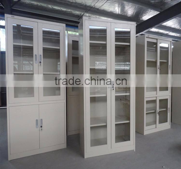 metal lockable cabinet with glass door, bookcase