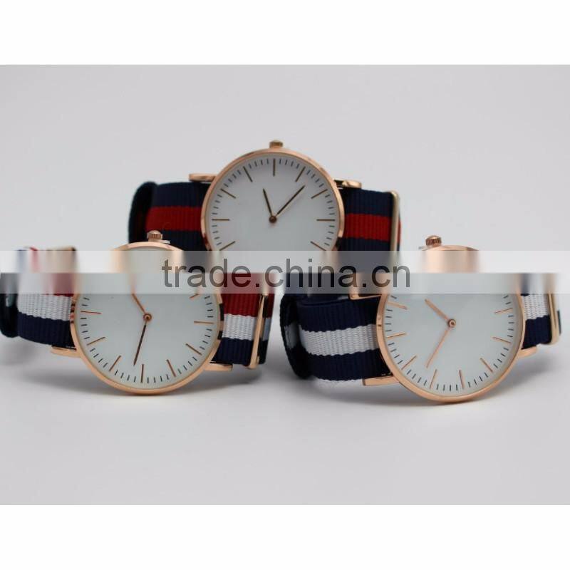 2016 Top Brand Fashion Stainless Steel Nylon Strap Sports Wristwatch Quartz Movement Watch