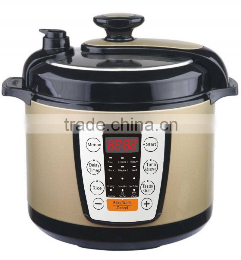CE GS Approval 5L Golden Color Stainless steel digital multi electric pressure cooker / HDP-Y0504E-G