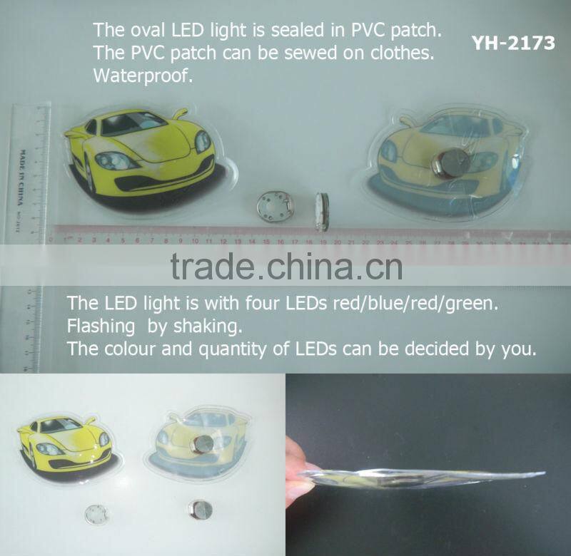 Cartoon car flashing PVC sticker for clothes