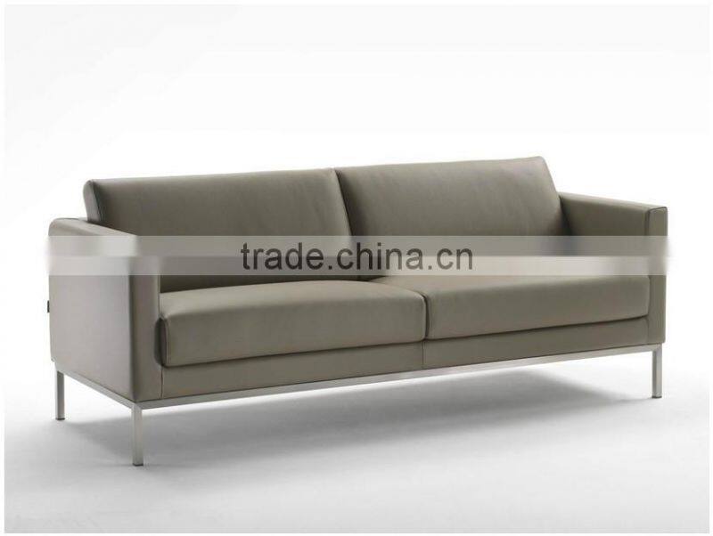 Grey leather office sofa ,stainless steel