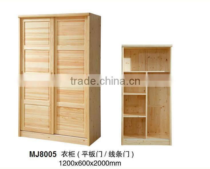 Imported pine wood two-door wardrobe,back panel with wood veneerveneer