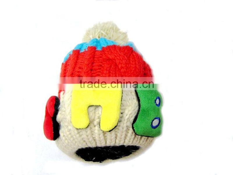 Wholesale Custom Colorful Acrylic Printing Crochet Kids Winter Hat