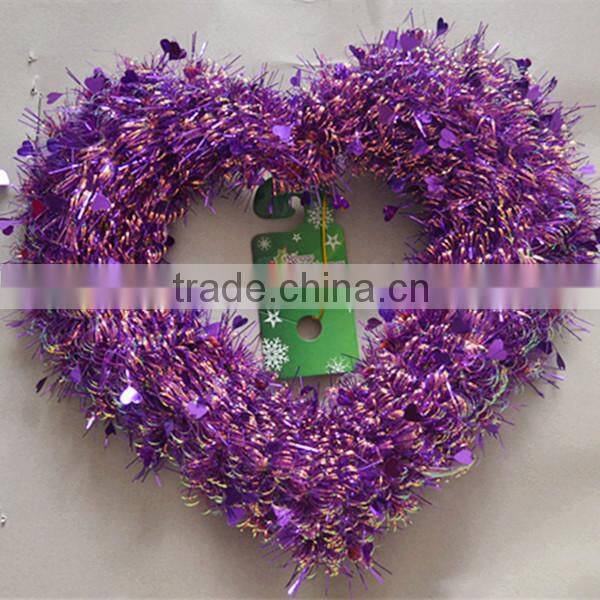 New Elegant Purple Rainbow PET/PVC/OPP Heart shape Tinsel Garland For Valentine's Day Decorations