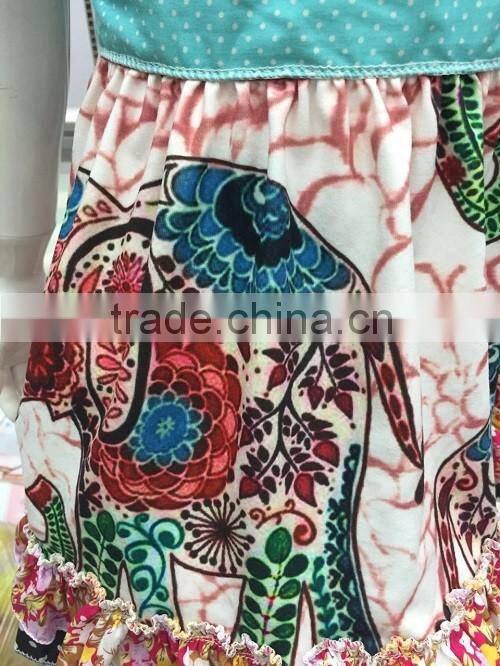 2016 Newest boutique girls summer outfits popular style squirrel printing top cotton ruffle outfits