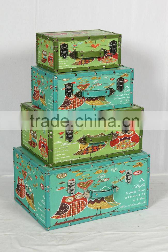 MDF handmade Vintage Decorative painted antique wooden trunk