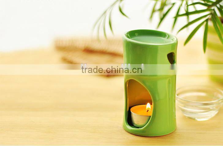 Unique design Green color bamboo shape ceramic Fragrance Oil Burner set