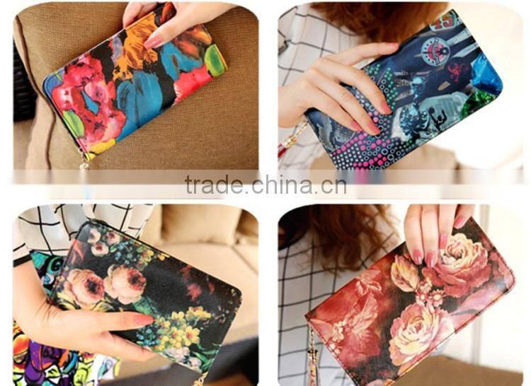 DIY flower print bag wallet with little string