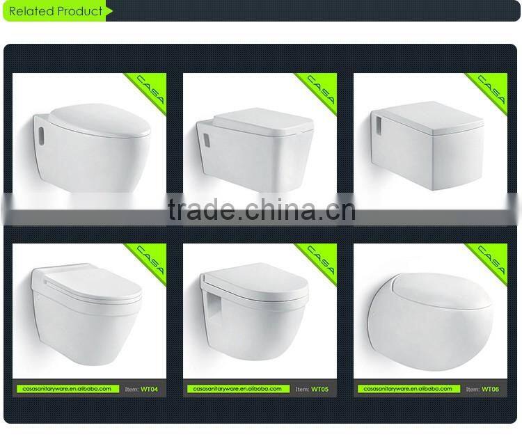 Modern design wall hung waterless clearly ceramic western toilet price for public places
