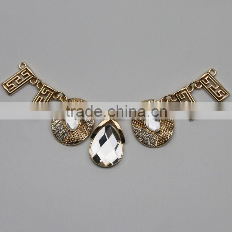 movable gold metal jewelry trim Neckline decorate for colthing
