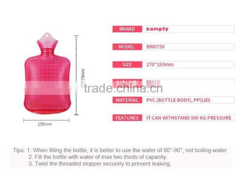 High quality baby PVC warm water bottle classic orange anti-scald safe