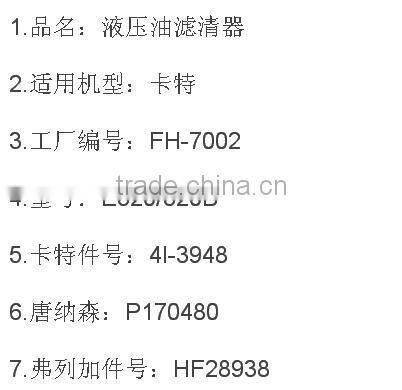 High quatity E320 excavator hydraulic filter