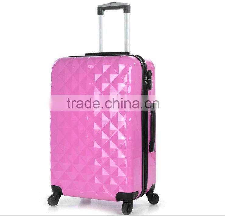 2014 china alibaba colorful elegance abs/pc hardcase trolley bag luggage with four all-round wheels