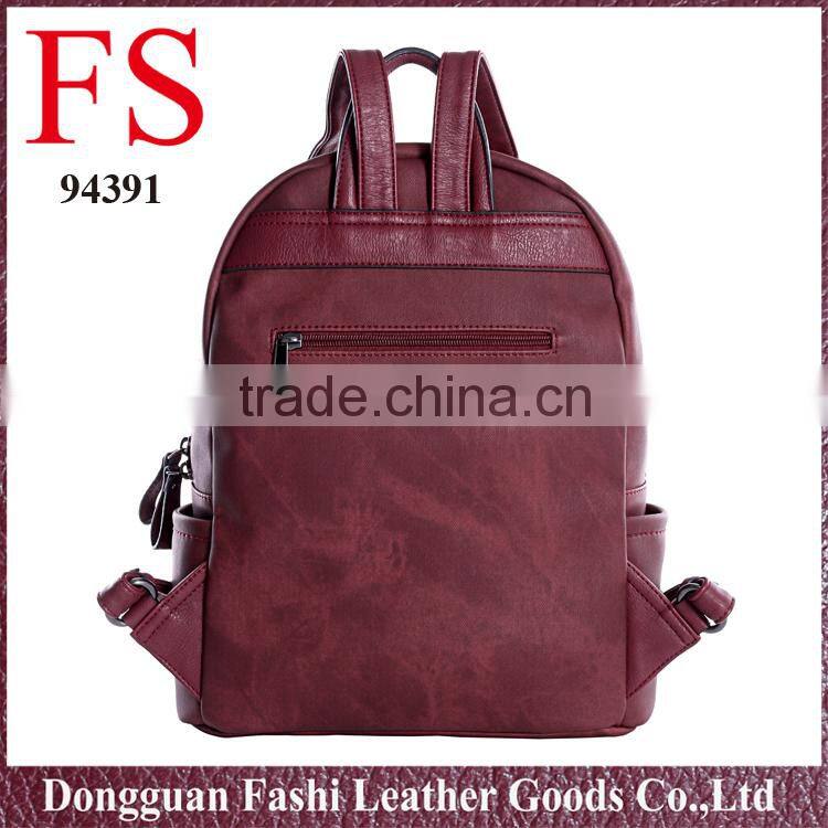 Vintage leather backpack women fashionable casual style PU backpack korean style