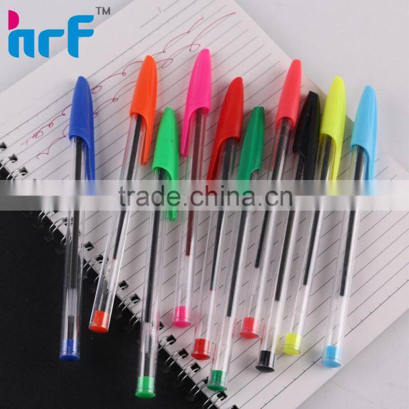 Colorful disposable plastic ball pen