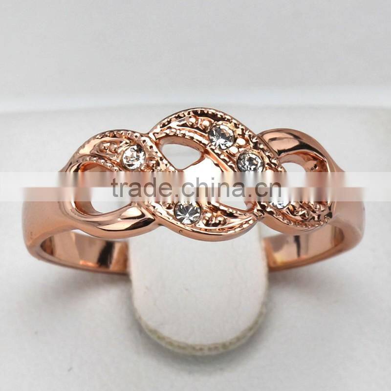 Fashion Hollow Spiral Micro Pave Simple Ring Rose Gold Plated Wide Rings For Women