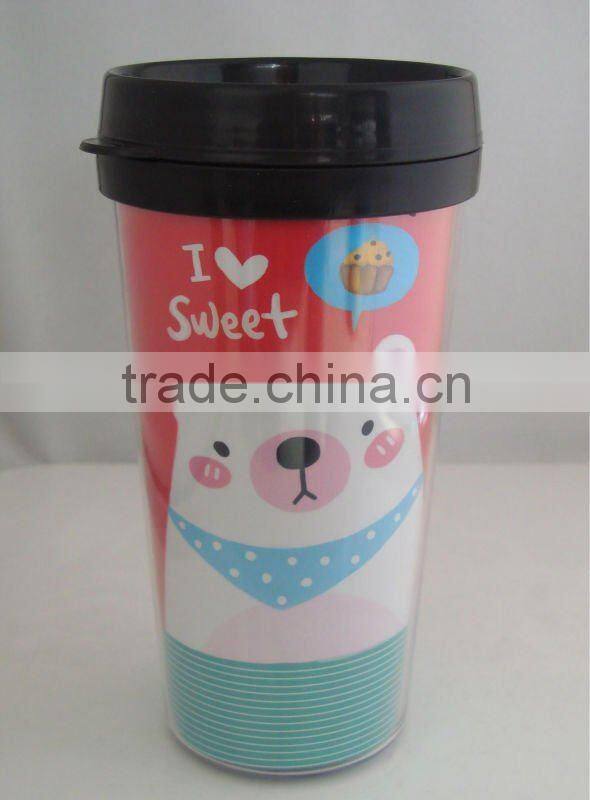 16oz advertising cup double plastic coffee mug