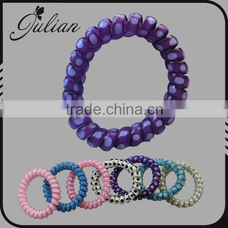 Elastic Circle Hair Tie Ponytail Holder Band Multi color Telephone Wire Cord Elastic Head Tie Hair Band color random FHHTA0022-4