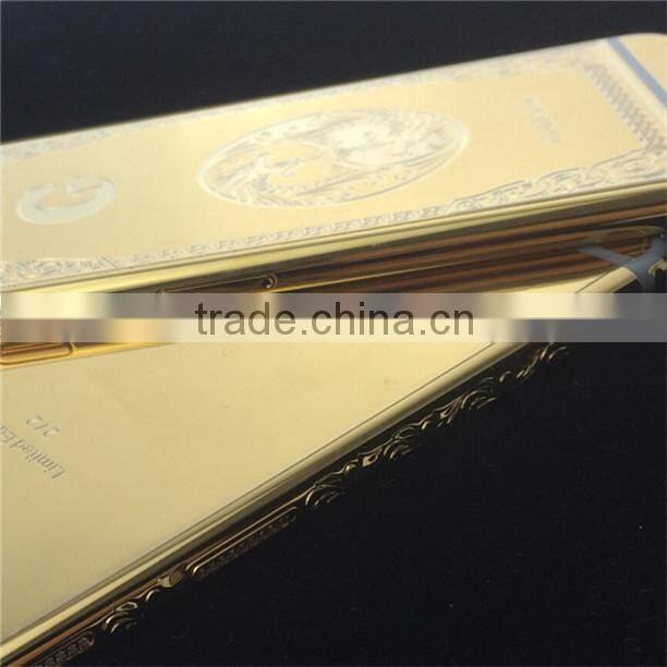 new design for apple iphone 6s plus gold frame body , for iphone 6s 24ct gold back cover
