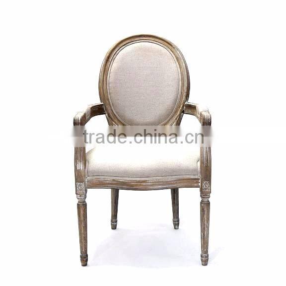 Country garden classic carved fabric oak wooden chair