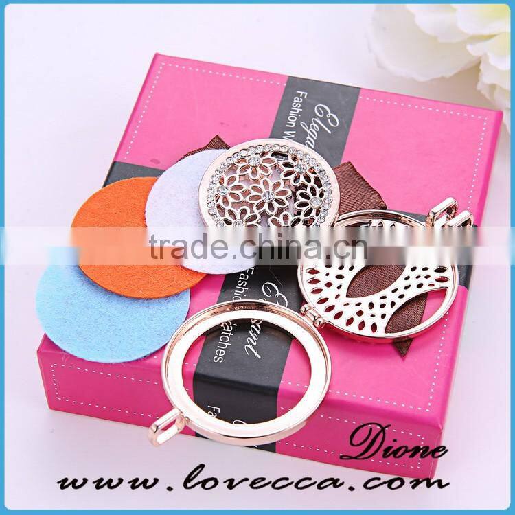 Rose gold Aroma Jewelry Essential Oil Diffusing Locket Pendant Necklace For Aromatherapy