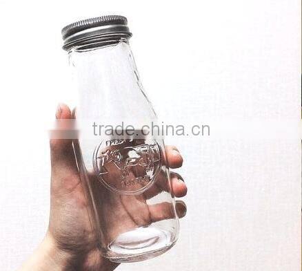 250ml glass milk bottle with straw
