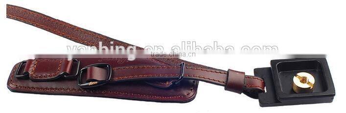 Factory supply LYNCA cowhide leather camera wrist strap with quick-release plate