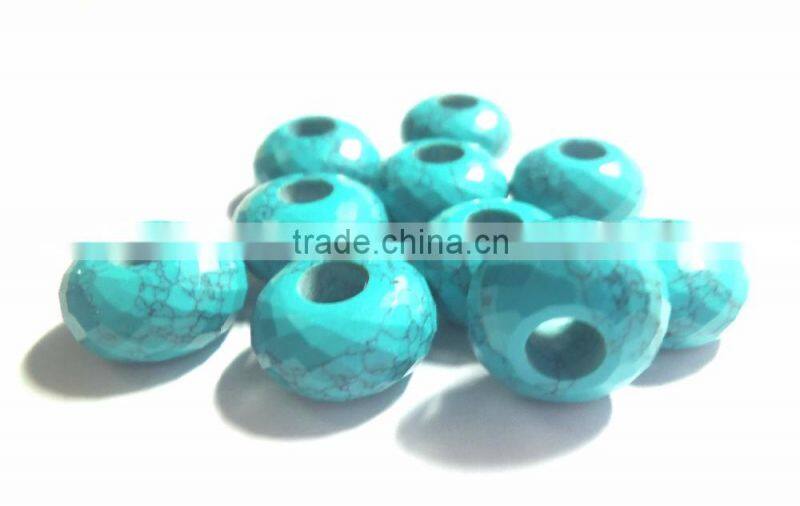 AAA Quality Chinese Turquoise Faceted Stylist Rondelle Big Hole Beads