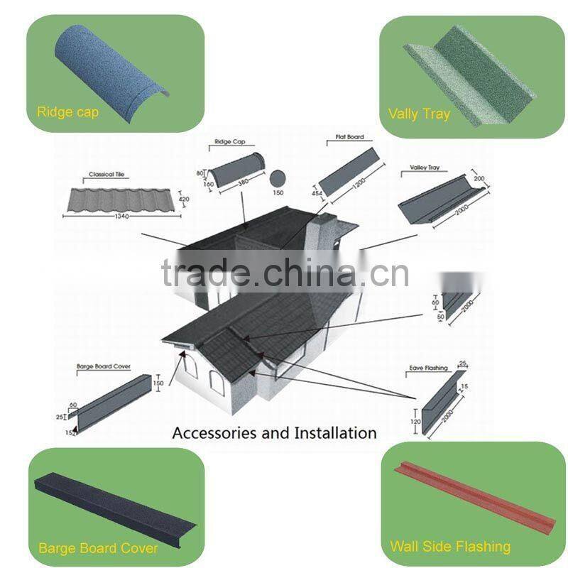 2016 Trade assurance Donyue stone coated aluminum metal roof tile price , shingle roof tile
