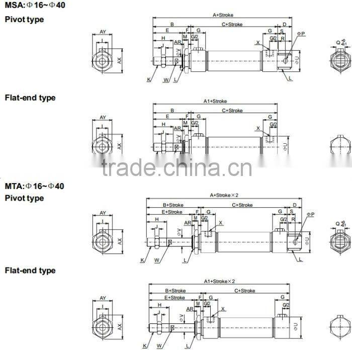 MA Series Stainless Steel mini Cylinder