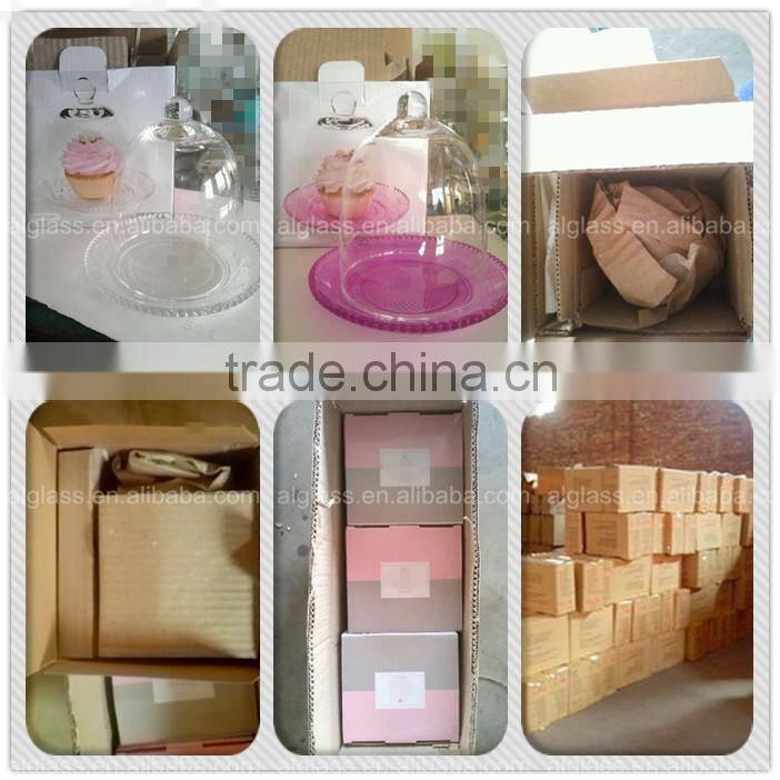 clear small glass bell with cake stand
