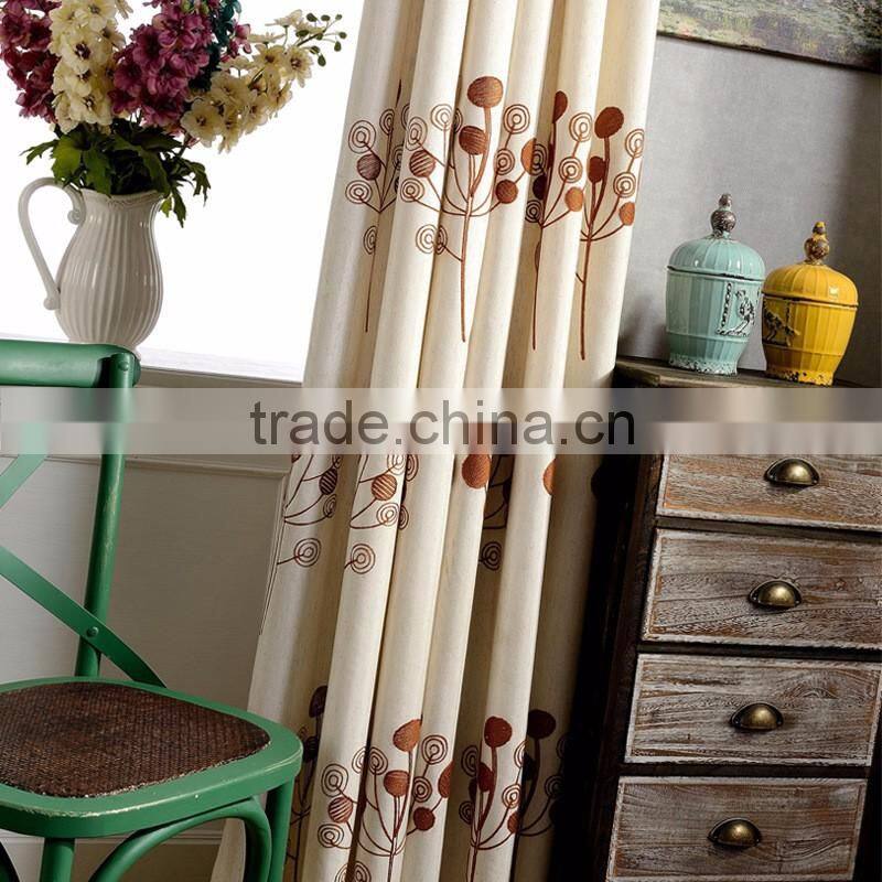 100% Polyester Luxury salon hall polyester green embroidery sheer voile fabric curtain
